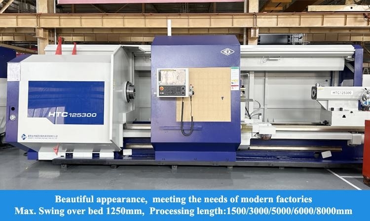 SMTCL Тяжелый CNC-токарный станок 5000 мм HTC125500 Горизонтальный плоский кровать CNC Тяжелый токарный станок