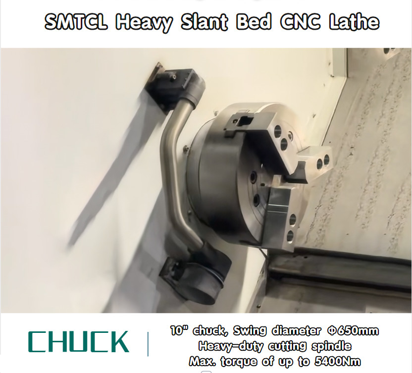 SMTCL Универсальный CNC горизонтальный токарный станц HTC50Q Высокомоторный шпиндель Тяжелое наклонное ложе CNC-токарный станц